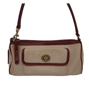 Coach Vintage Beige Canvas Leather Shoulder Bag